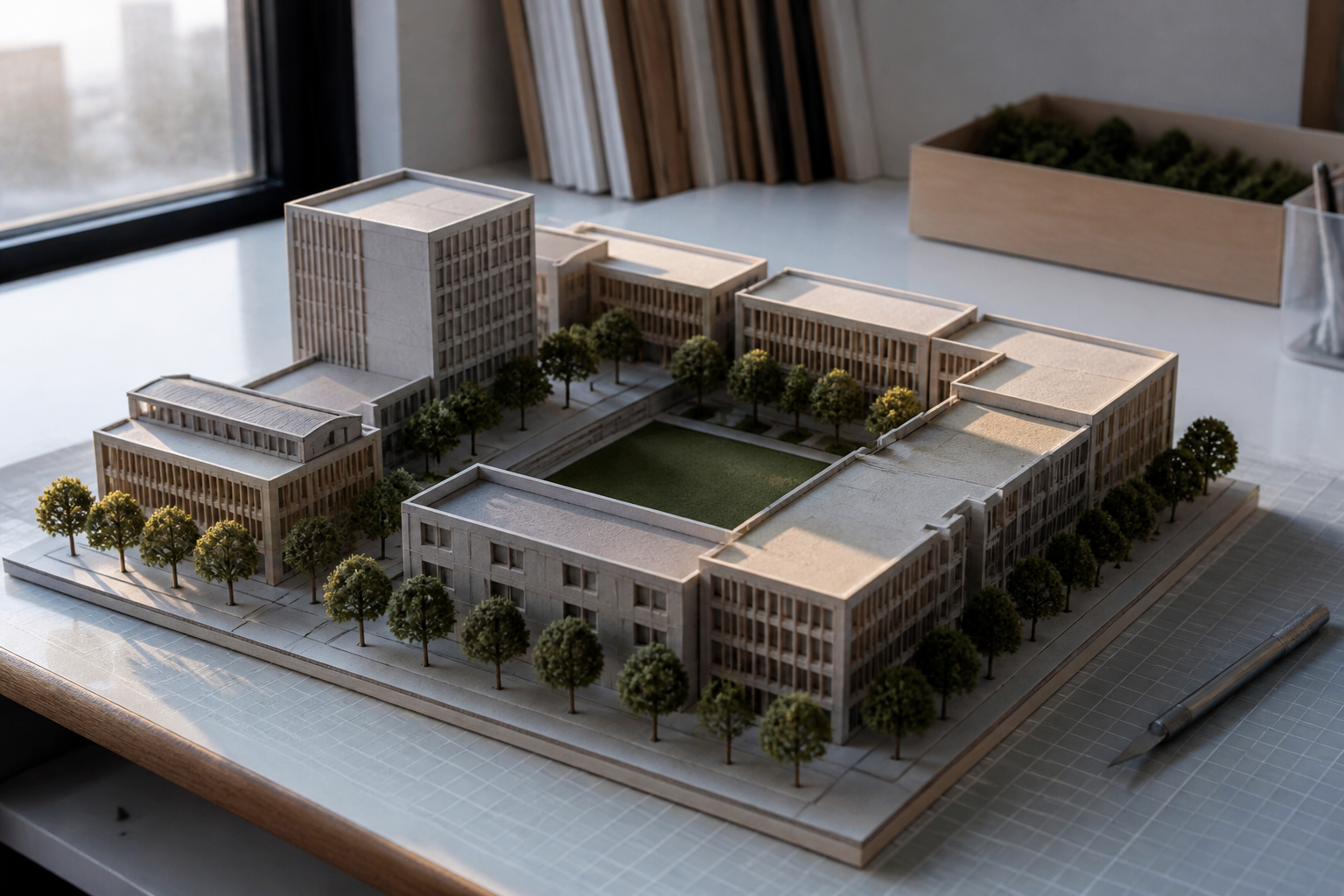 Study model on the table. A new job starting.