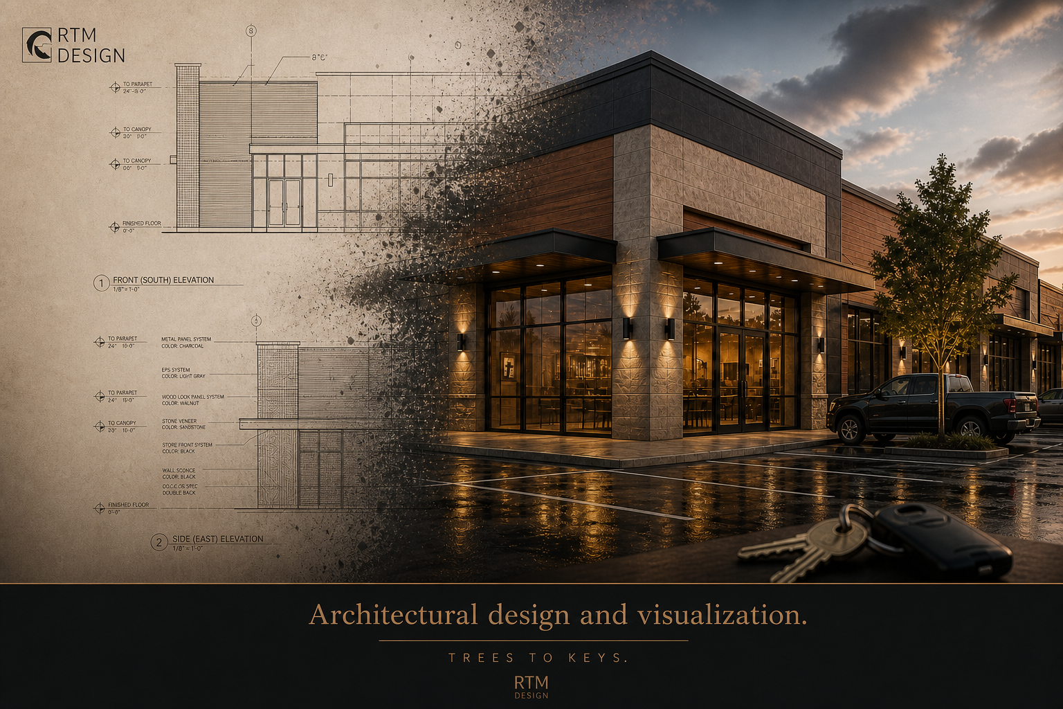 Architectural design and visualization. Trees to keys.